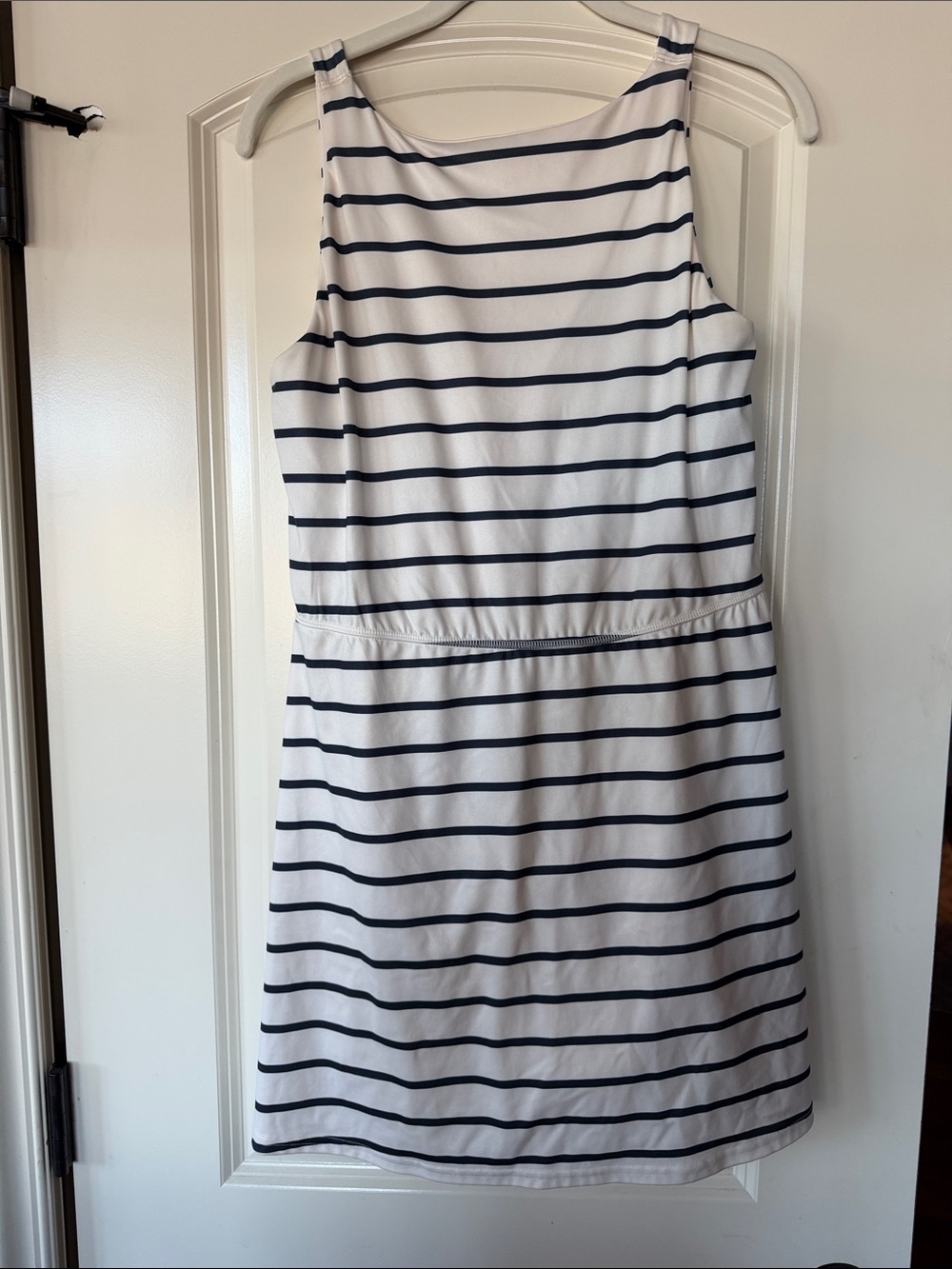 all in motion White and Navy Striped Sleeveless Dress